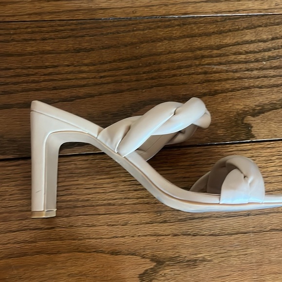 Open Edit Sandals Womens Size 8.5 Cream Braided Double Strap Slip On Heels - Picture 11 of 12